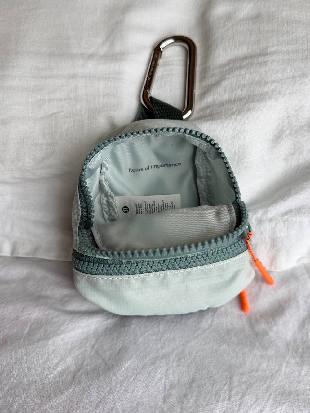 Lululemon Mini Backpack Keychain Sage Green Carabiner Clip